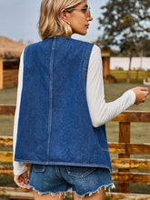 Load image into Gallery viewer, Heart Button Denim Vest
