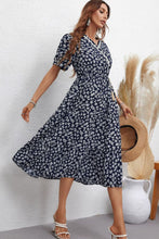 Load image into Gallery viewer, Floral Drawstring Waist Short Sleeve Midi Dress
