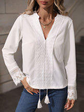 Load image into Gallery viewer, V-Neck Long Sleeve Lace Trim Blouse
