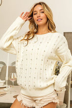 Load image into Gallery viewer, Old Money Pearl &amp; Rhinestone Sweater
