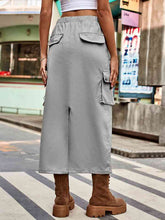 Load image into Gallery viewer, Drawstring Waist Slit Denim Skirt
