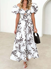 Load image into Gallery viewer, Twisted Printed Puff Sleeve Dress
