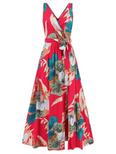 Load image into Gallery viewer, Slit Tied Printed Surplice Dress
