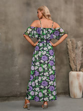 Load image into Gallery viewer, Floral Spaghetti Strap Cold-Shoulder Slit Maxi Dress
