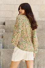 Load image into Gallery viewer, HEYSON She&#39;s Blossoming Full Size Balloon Sleeve Floral Blouse
