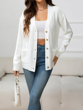 Load image into Gallery viewer, V-Neck Long Sleeve Buttoned Knit Top with Pocket
