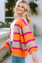 Load image into Gallery viewer, Ribbed Striped Open Front Long Sleeve Cardigan
