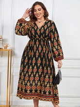 Load image into Gallery viewer, Plus Size Printed V-Neck Surplice Neck Dress
