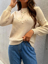 Load image into Gallery viewer, Pearl Round Neck Sweater
