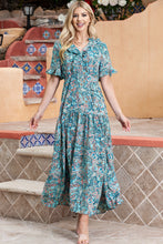 Load image into Gallery viewer, Paisley Print Flounce Sleeve Maxi Dress
