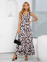 Load image into Gallery viewer, Tied Printed Surplice Tiered Tank Dress
