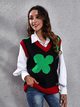 Load image into Gallery viewer, Four Leaf Clover V-Neck Sweater Vest
