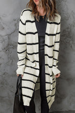 Load image into Gallery viewer, Woven Right Striped Open Front Rib-Knit Duster Cardigan
