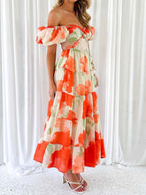 Load image into Gallery viewer, Twisted Printed Puff Sleeve Dress
