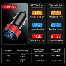 Load image into Gallery viewer, Car Charger Dual USB QC 3.0 Adapter Cigarette Lighter LED Voltmeter For All Types Mobile Phone Charger Smart Dual USB Charging

