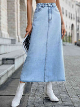 Load image into Gallery viewer, Raw Hem Denim Skirt
