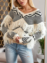Load image into Gallery viewer, Geometric Fringe Sweater
