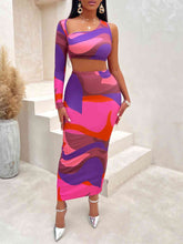 Load image into Gallery viewer, Asymmetrical Cropped Top and Slit Skirt Set
