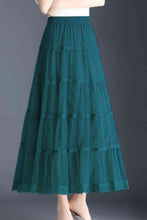 Load image into Gallery viewer, Smocked Lace Trim Midi Skirt
