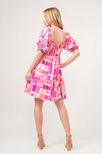 Load image into Gallery viewer, Flor Color Block Puff Sleeve Dress
