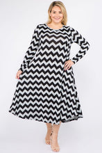 Load image into Gallery viewer, Rose Black Chevron Dress
