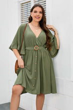 Load image into Gallery viewer, Plus Size Surplice Neck Half Sleeve Dress
