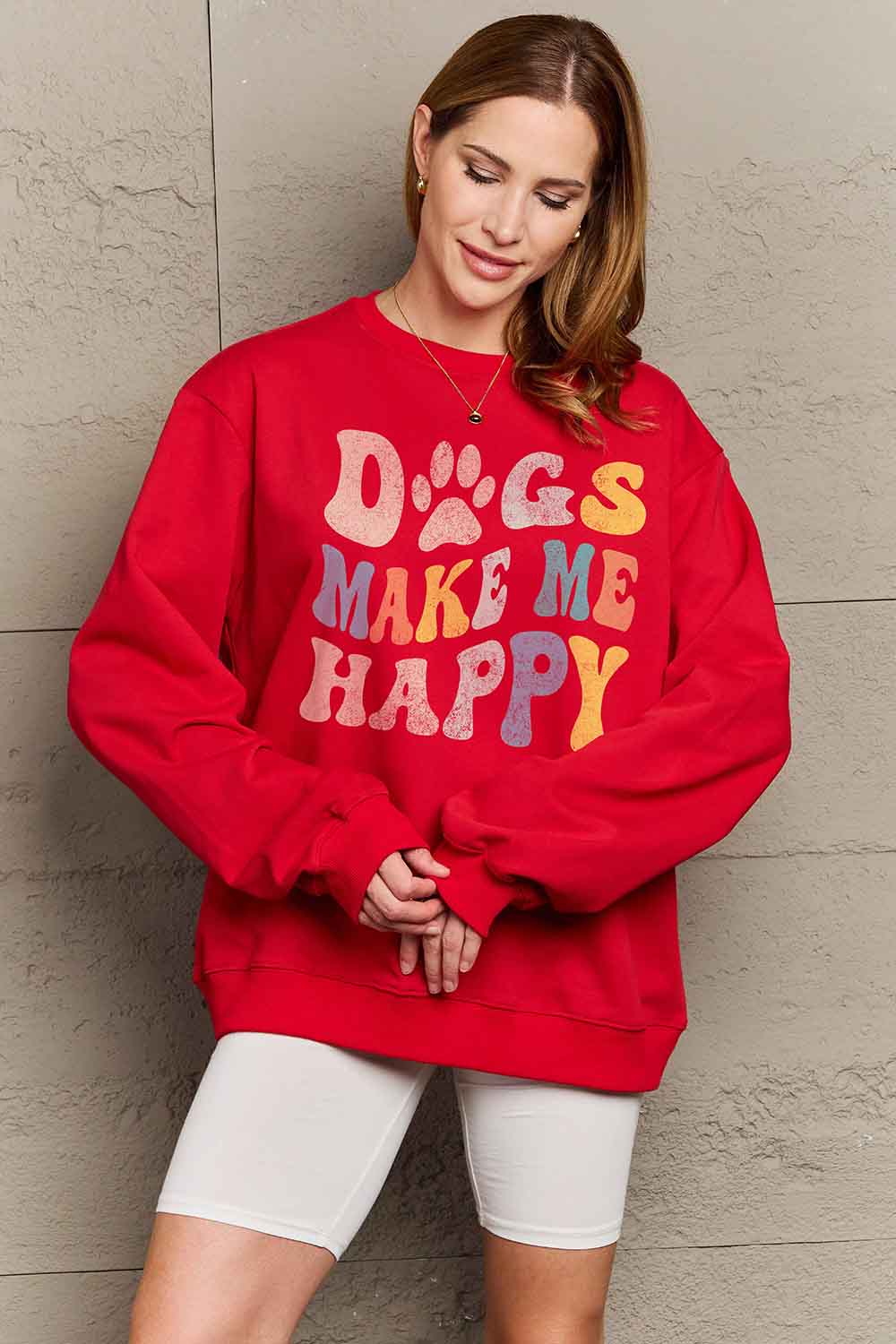 DOGS MAKE ME HAPPY Graphic Sweatshirt