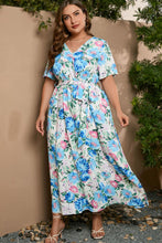 Load image into Gallery viewer, Plus Size Tied Surplice Short Sleeve Maxi Dress
