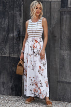 Load image into Gallery viewer, Striped Floral Round Neck Sleeveless Maxi Dress
