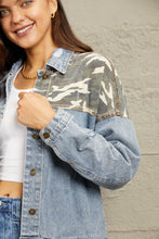 Load image into Gallery viewer, GeeGee Full Size Washed Denim Camo Contrast Jacket
