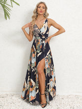 Load image into Gallery viewer, Slit Tied Printed Surplice Dress
