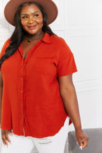 Load image into Gallery viewer, Zenana Full Size Summer Breeze Gauze Short Sleeve Shirt in Copper
