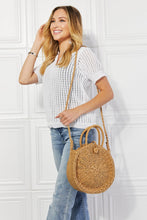 Load image into Gallery viewer, Justin Taylor Feeling Cute Rounded Rattan Handbag in Camel
