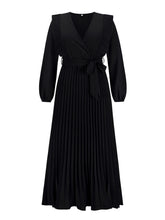 Load image into Gallery viewer, Pleated Surplice Tie Waist Maxi Dress
