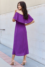 Load image into Gallery viewer, e.Luna My Best Angle Geometric Pattern Off The Shoulder Midi Dress in Purple
