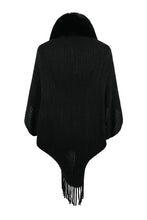 Load image into Gallery viewer, Fringe Detail Long Sleeve Ribbed Poncho
