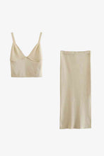 Load image into Gallery viewer, Ribbed V-Neck Cami and Skirt Set
