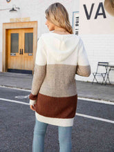 Load image into Gallery viewer, Color Block Open Front Hooded Cardigan

