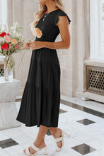 Load image into Gallery viewer, Round Neck Short Sleeve Tiered Midi Dress
