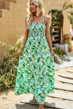 Load image into Gallery viewer, Printed Tie-Shoulder Smocked Maxi Dress
