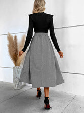 Load image into Gallery viewer, Ribbed Round Neck Long Sleeve Tie Waist Midi Dress
