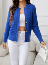 Load image into Gallery viewer, Round Neck Cable-Knit Buttoned Knit Top
