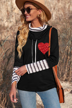 Load image into Gallery viewer, Striped Sequin Heart Graphic Long Sleeve Top
