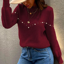 Load image into Gallery viewer, Pearl Round Neck Sweater
