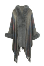 Load image into Gallery viewer, Color Block Fringe Detail Poncho
