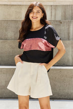 Load image into Gallery viewer, Sew In Love Shine Bright Full Size Center Mesh Sequin Top in Black/Mauve
