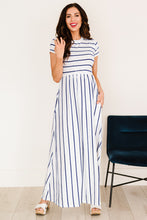 Load image into Gallery viewer, Striped Short Sleeve Crewneck Maxi Dress
