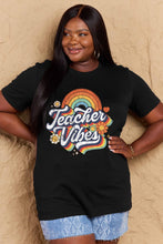 Load image into Gallery viewer, Simply Love Full Size TEACHER VIBES Graphic Cotton T-Shirt
