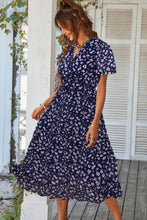 Load image into Gallery viewer, Floral Frill Trim V-Neck Ruffle Hem Dress
