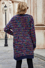 Load image into Gallery viewer, Multicolored Ribbed Trim Open Front Cardigan with Pockets
